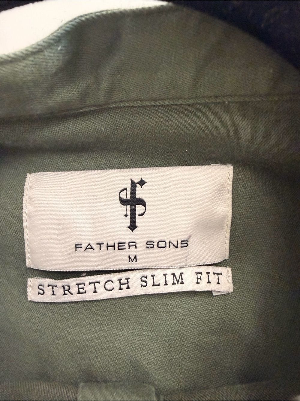 Father & Sons Olive Green Stretch Slim Fit Mandarin Grandad Collar Shirt M - Picture 3 of 9